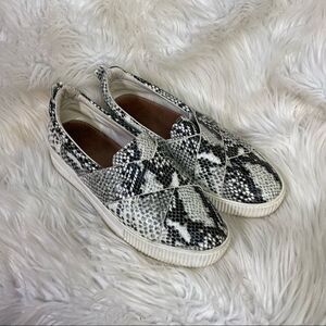 Halogen black & white snakeskin leather slip on platform sneakers 8.5M